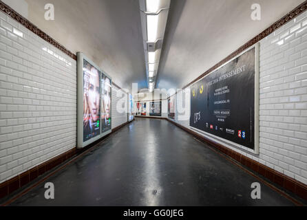 Underground tunnels of metro in Paris, France Stock Photo