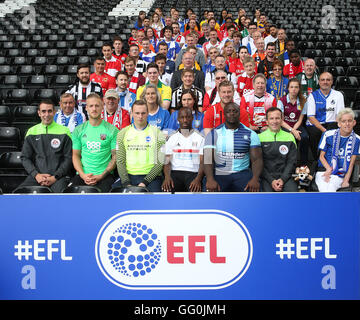 EFL team photo with representative from each of the 72 EFL member clubs during the 2016-17 English Football League Season Launch at Craven Cottage, London. Stock Photo