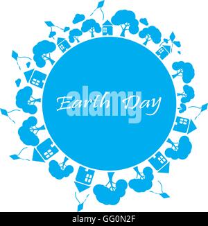 Isolated planet earth with different icons on a white background Stock Vector
