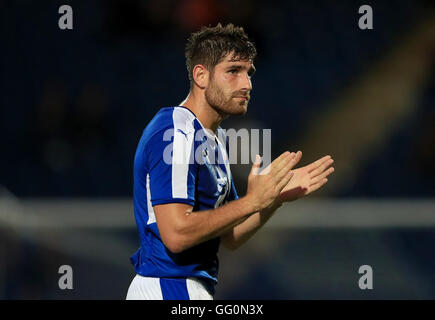 Chesterfield's Ched Evans applauds the fans as he is substituted during the pre-season friendly match at the Proact Stadium, Chesterfield. Stock Photo