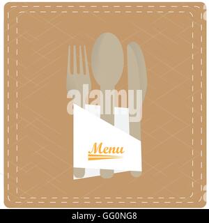Isolated group of silvewares and a napkin on a textured background Stock Vector