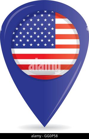 Isolated pin with the american flag on a white background Stock Vector