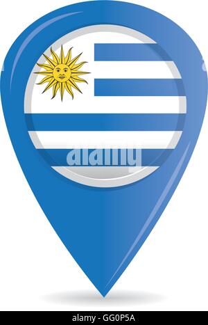 Isolated pin with the flag of uruguay on a white background Stock Vector