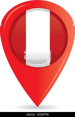 Isolated pin with the peruvian flag on a white background Stock Vector