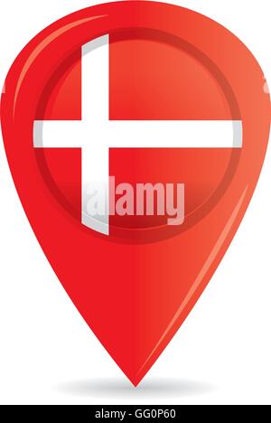 Isolated pin with the danish flag on a white background Stock Vector