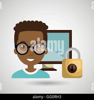 person screen padlock glass Stock Vector