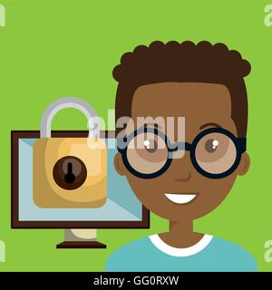person screen padlock glass Stock Vector