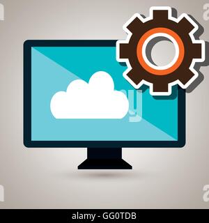 screen gears system symbol Stock Vector