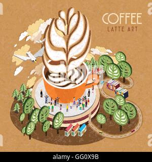 flat 3d isometric design - latte art concept Stock Vector