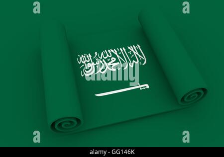 Paper scroll  textured by Saudi Arabia flag Stock Photo