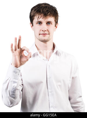 Young businessman showing ok sign Stock Photo