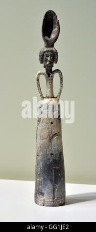 5751. Bone made  perfume bottle in the shape of a woman. Lachish, 14th.-13th. C. BC. Stock Photo