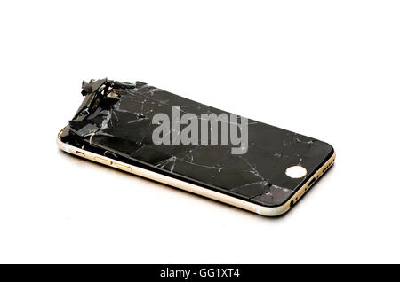 Dropped i-Phone 6 with seriously cracked screen! Stock Photo