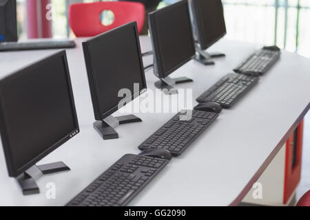 Computers in classroom Stock Photo