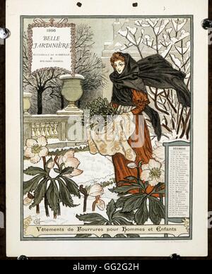 Eugène Grasset French school Calendar page from La Belle Jardiniere, year 1896: the month of December Drawing Stock Photo