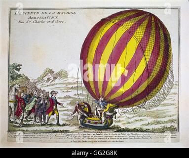 Hydrogen-filled balloon invented by Jacques Charles and made by the ...