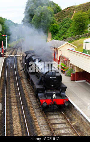 Black 5, 4-6-0, Number 44806 steam engine of the NYMR at Goathland ...