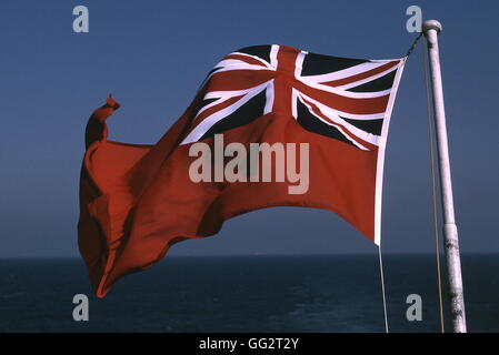 AJAXNETPHOTO. AT SEA. - MERCHANT SHIP FLAG - RED ENSIGN OF THE BRITISH MERCHANT NAVY.  PHOTO:JONATHAN EASTLAND/AJAX REF: 960422 Stock Photo