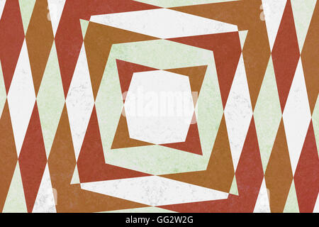 Retro green, red and brown diamond shapes pattern Stock Photo