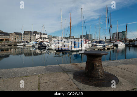 Boats in Sutton Harbour, Plymouth, Devon, UK. Stock Photo
