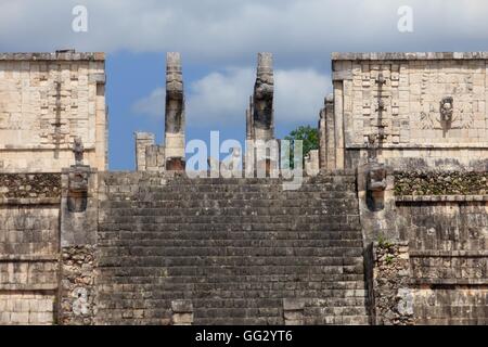 A chacmool statue at the historic Mayan site of Chichen Itza on the Yucatan Peninsula of Mexico, Central America. Stock Photo