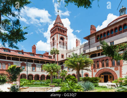 Courtyard of historic Flagler College (formerly the Ponce de Leon Hotel) in St. Augustine, Florida, USA. Stock Photo