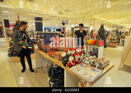 London, UK, 1 August 2016, Selfridges department store open Xmas shop 141 days before Christmas. Stock Photo