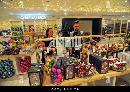 London, UK, 1 August 2016, Selfridges department store open Xmas shop 141 days before Christmas. Stock Photo