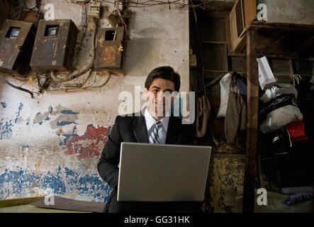 Man working on a laptop Stock Photo