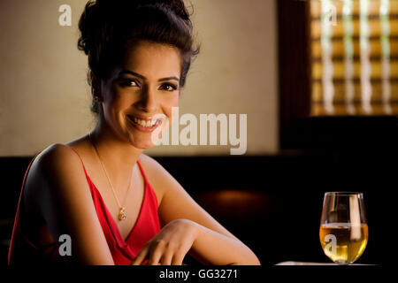 Woman in a restaurant Stock Photo