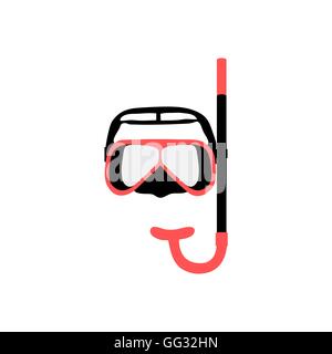 Stylized icon of a colored mask and tube for a scuba diving on a white background Stock Vector