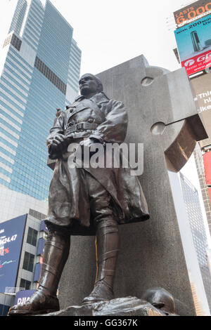 Father Duffy Statue in Times Square, NYC Stock Photo