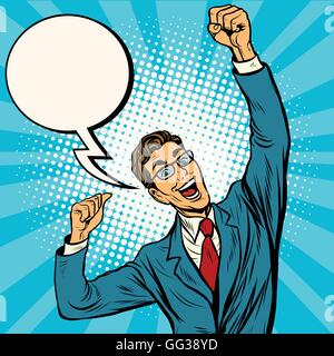 Business man the winner comic bubble Stock Vector