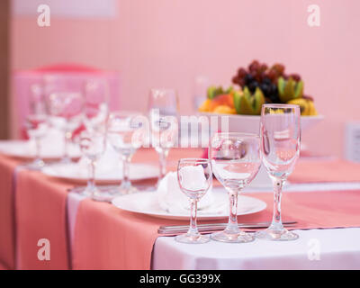 Dinner wedding table setting Stock Photo