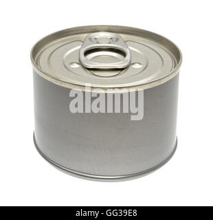 A generic small can of food isolated on a white background. Stock Photo