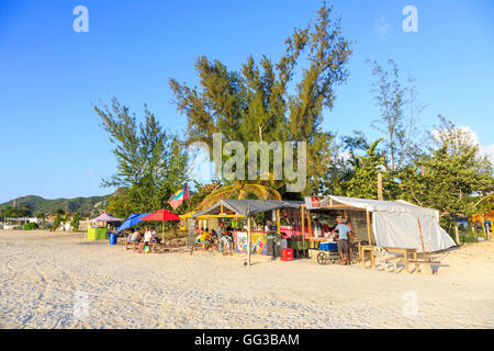 Local beach bar at Jolly Harbour, south-west Antigua on a sunny day with blue sky Stock Photo