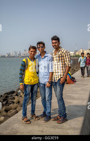 MUMBAI, INDIA - OCTOBER 10, 2015: Unidentified people on the street of Mumbai, India. With 12 million people, Mumbai is the most Stock Photo