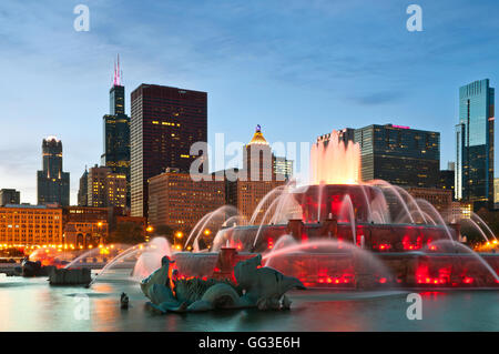 Buckingham Fountain. Image of Buckingham Fountain in Grant Park, Chicago, Illinois, USA. Stock Photo