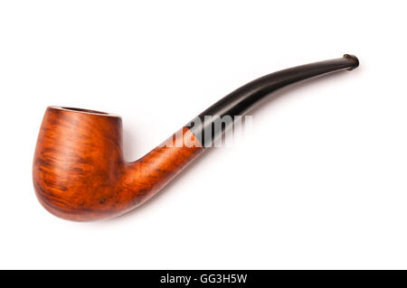 classical wooden pipe isolated Stock Photo