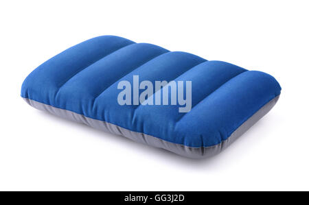 Blue  inflatable pillow isolated on white Stock Photo
