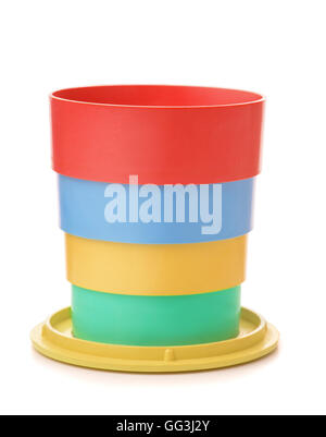 Vintage color folding cup isolated on white Stock Photo