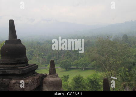 View From Borobudur Temple Yogyakarta Central Java Stock Photo