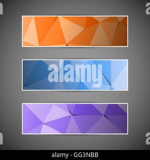 Set of colorful abstract triangular polygonal banners, stock vector Stock Vector