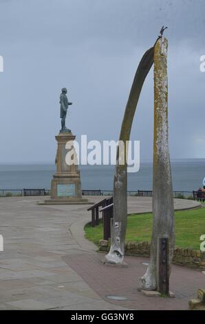 Captain Cook Memorial Statue And Whale Jaw Bone Arch On West Cliff ...