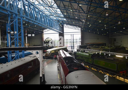 'The Mallard' and other steam engines, on display at the National Railway Musuem, in York, UK. Stock Photo