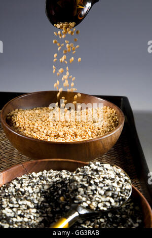 Yellow and brown chickpeas Stock Photo