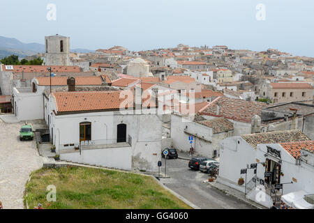 Monte Sant'Angelo, Italy - 28 June 2016: people walking on the streets of Monte Sant'Angelo on Puglia, Italy. Stock Photo