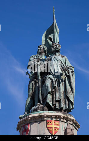 Memorial statue of Jan Breydel and Pieter de Coninck on the Grote, Markt, Bruges. Stock Photo
