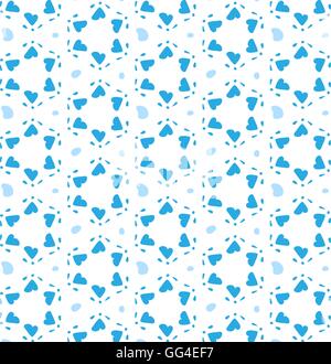 Blue hearts in a six-pointed star shape. Seamless vector pattern background. Pattern swatch included Stock Vector