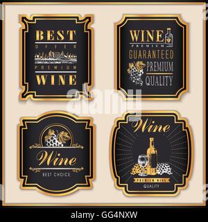 Luxury golden label design set - winery labels Stock Vector